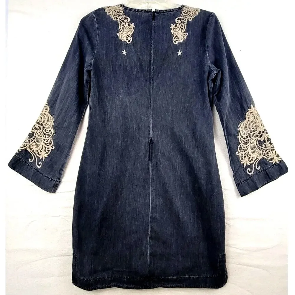 Johnny Was Jade Neema Embroidered Tunic Dress XS Boho Lace